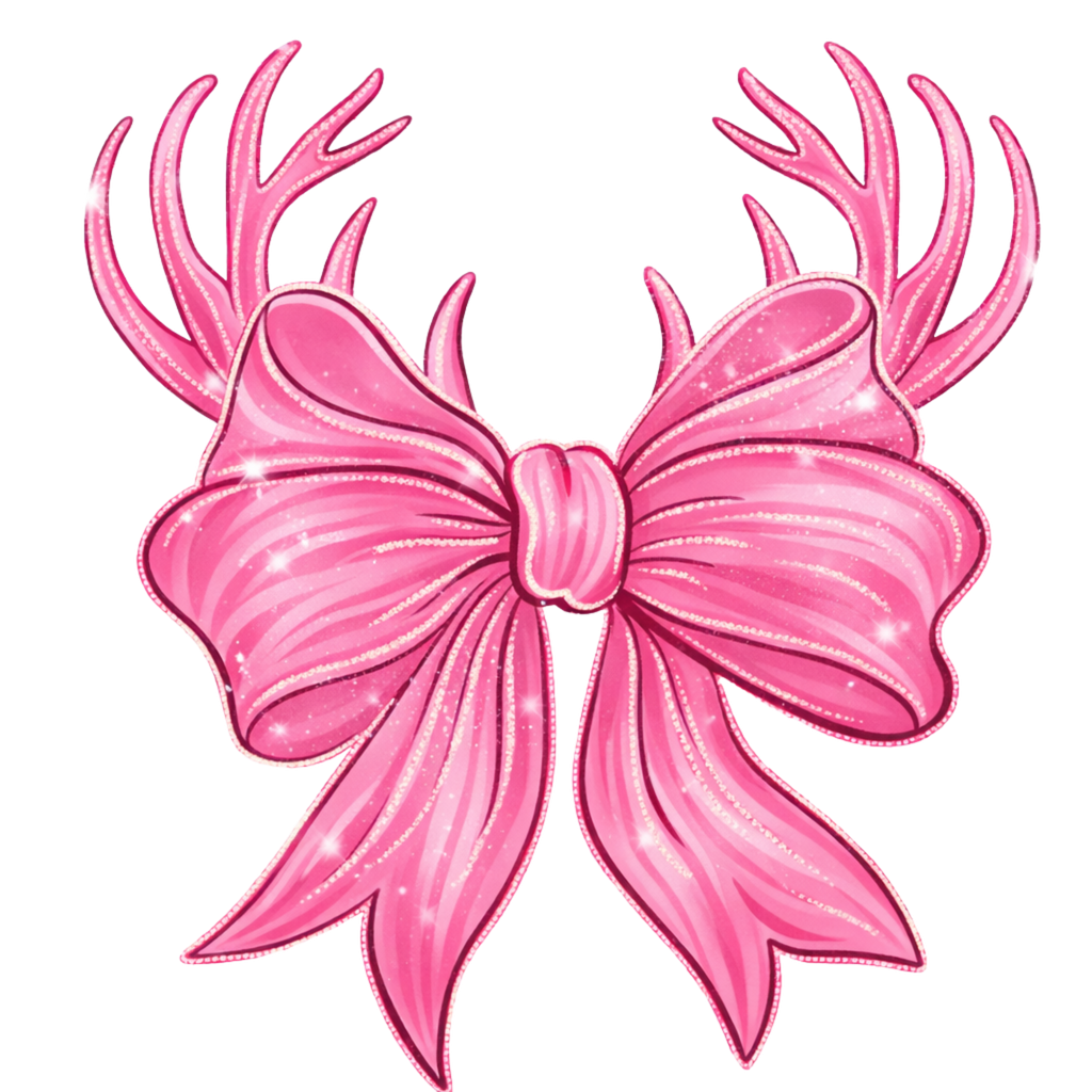 Pink Glitter Deer Antlers with Bow