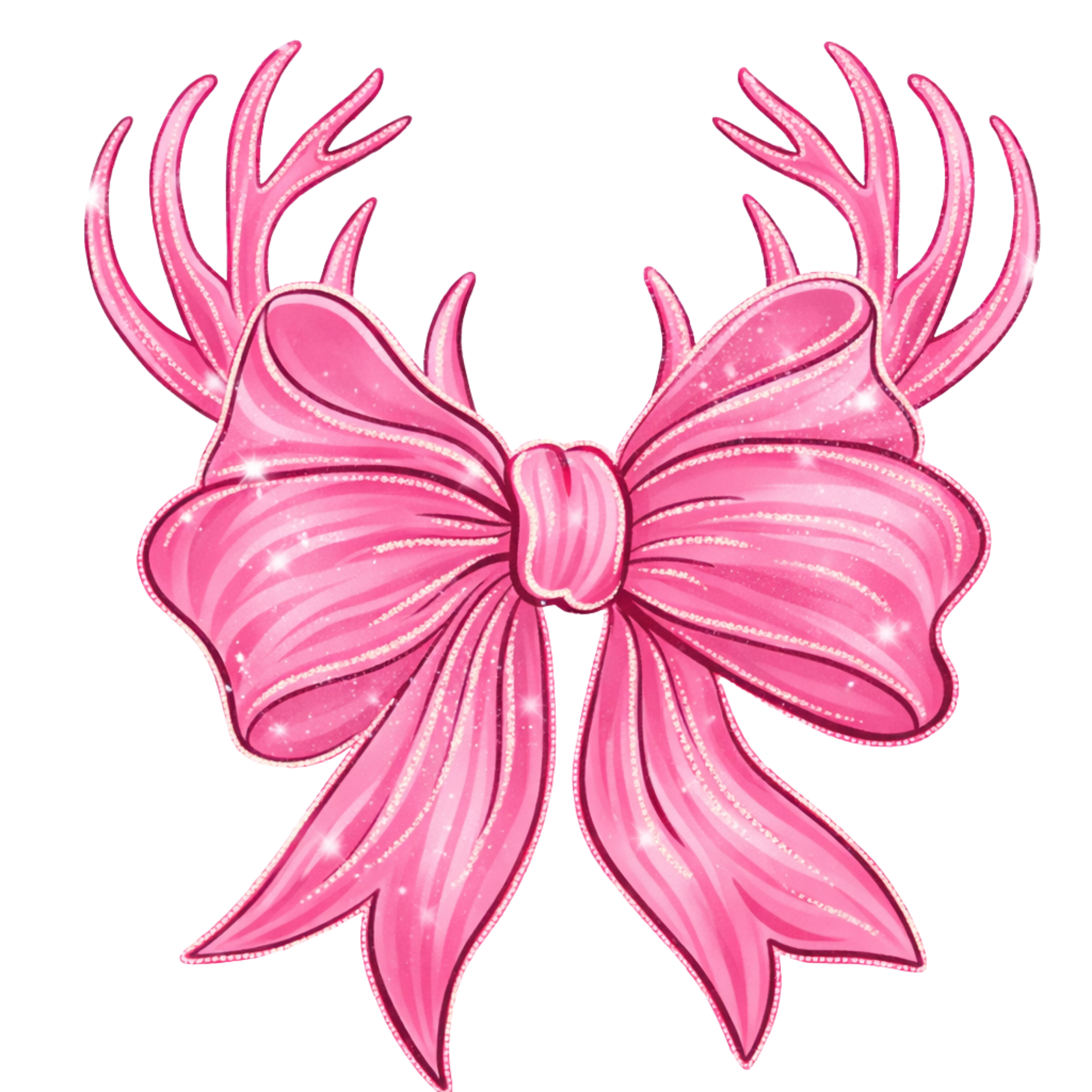 Pink Glitter Deer Antlers with Bow