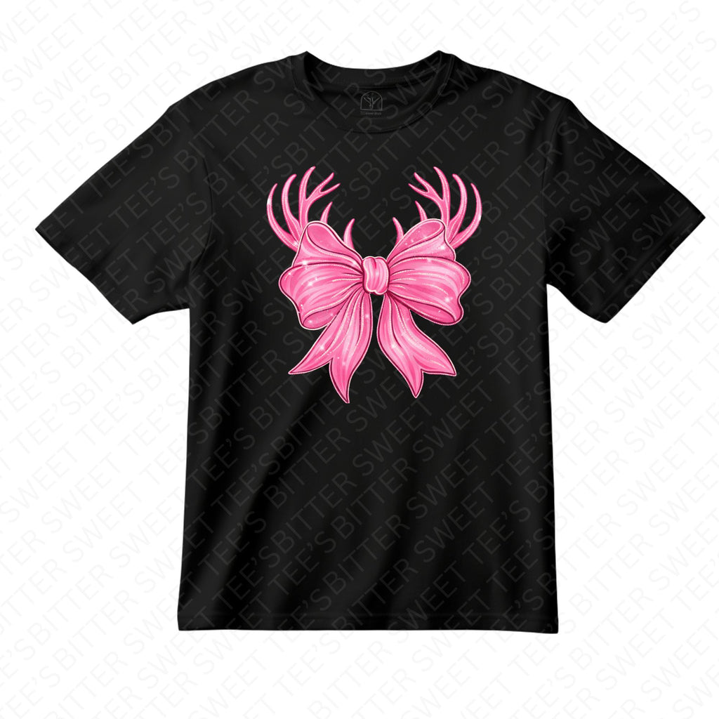 Pink Glitter Deer Antlers with Bow